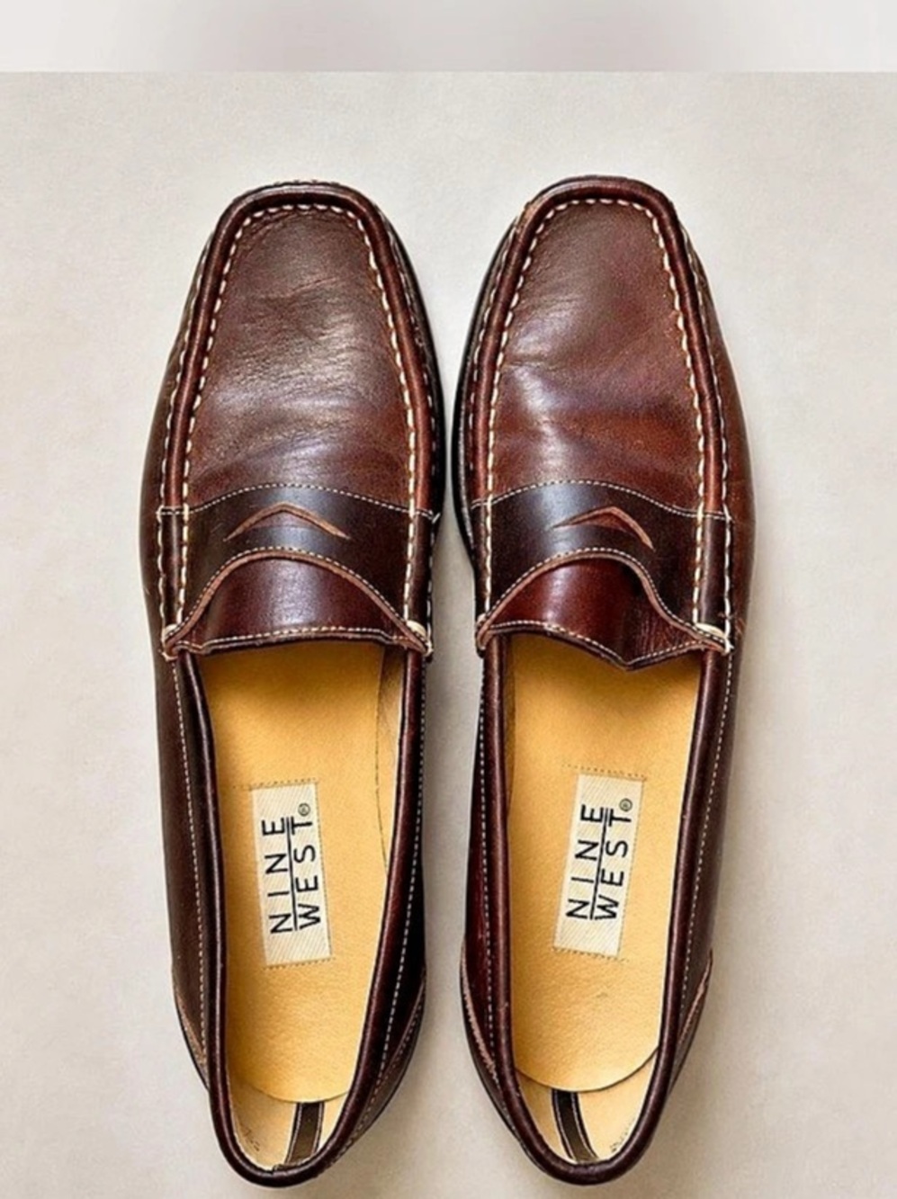 NINE WEST Brown Leather-Look Loafers